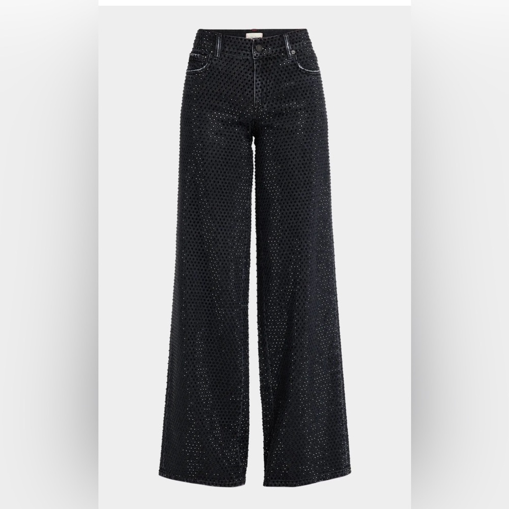 Alice + Olivia
Trish Low-Rise Embellished Baggy Jeans NWT size 29 Color Black